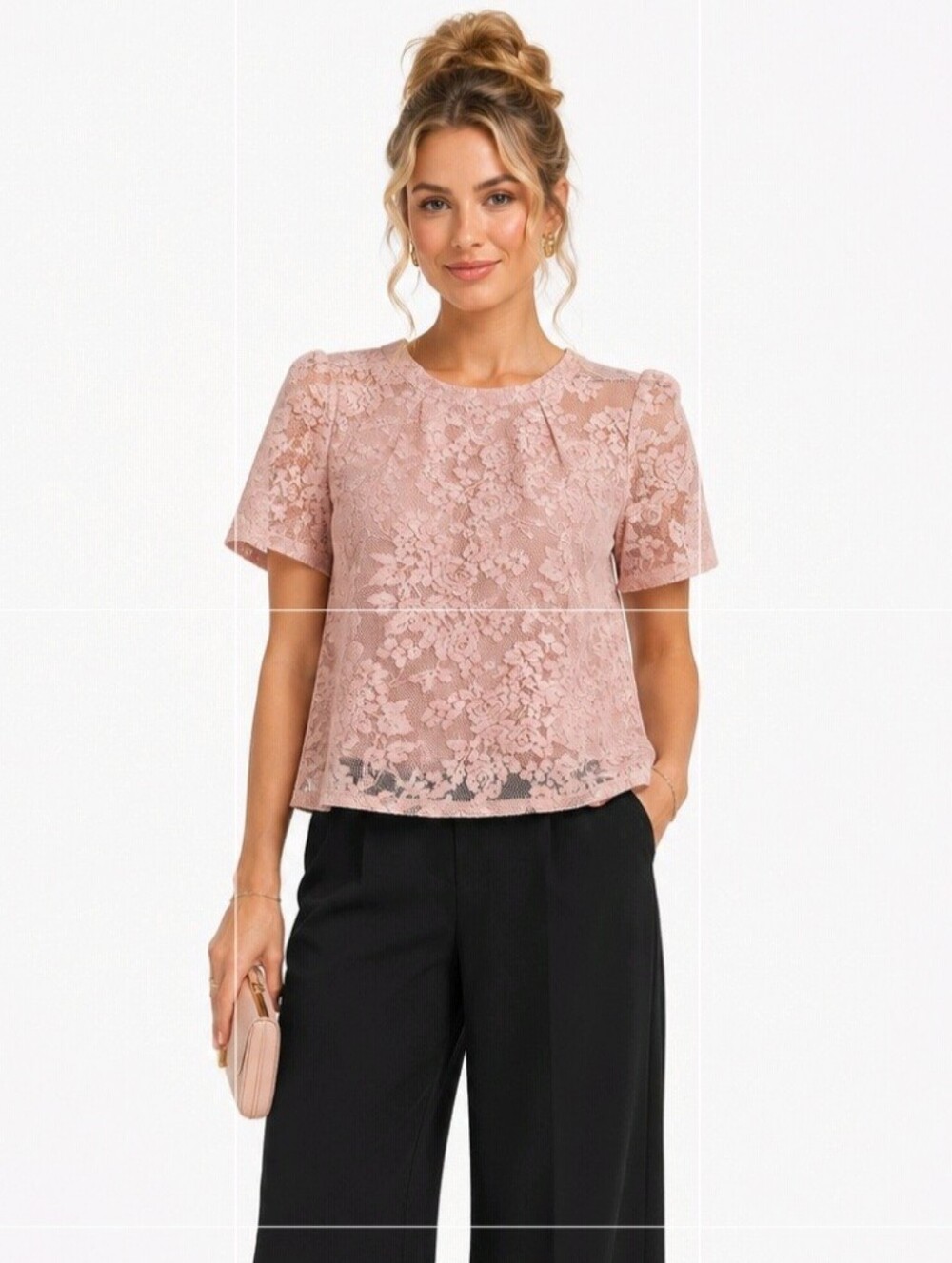 BCBG Generation Blush Floral Lace Mesh Top Small Romantic Coquette Small